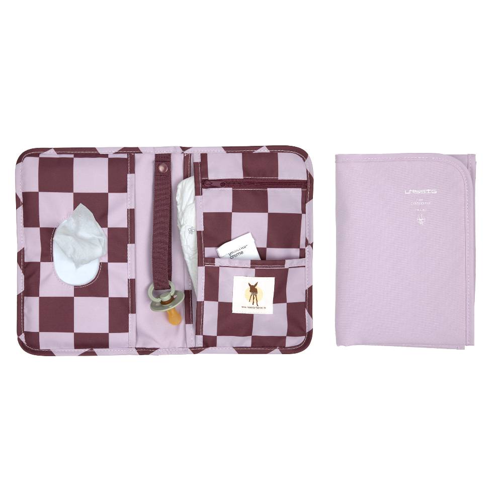 Lässig Windeltasche - kleine Wickeltasche, Tiefrot Lavendel Räumungsverkauf