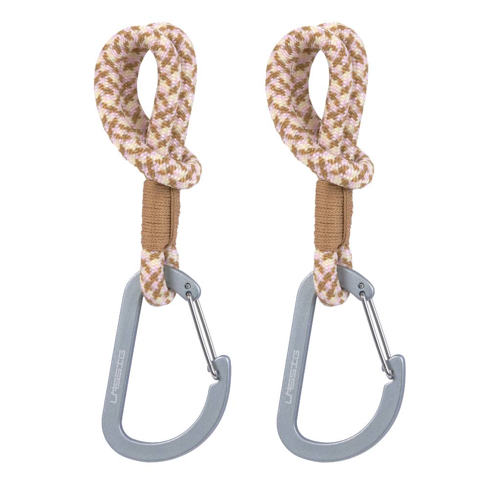 Lässig Kinderwagenhaken 2er Set - Karabiner, Beige Vanille