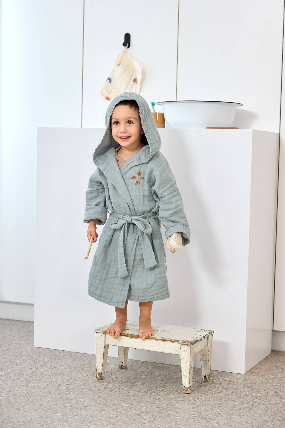 Lässig Bademantel Kinder (Little One & Me) - Baumwolle, Hellblau 50% Rabatt mit kostenlosem Versand