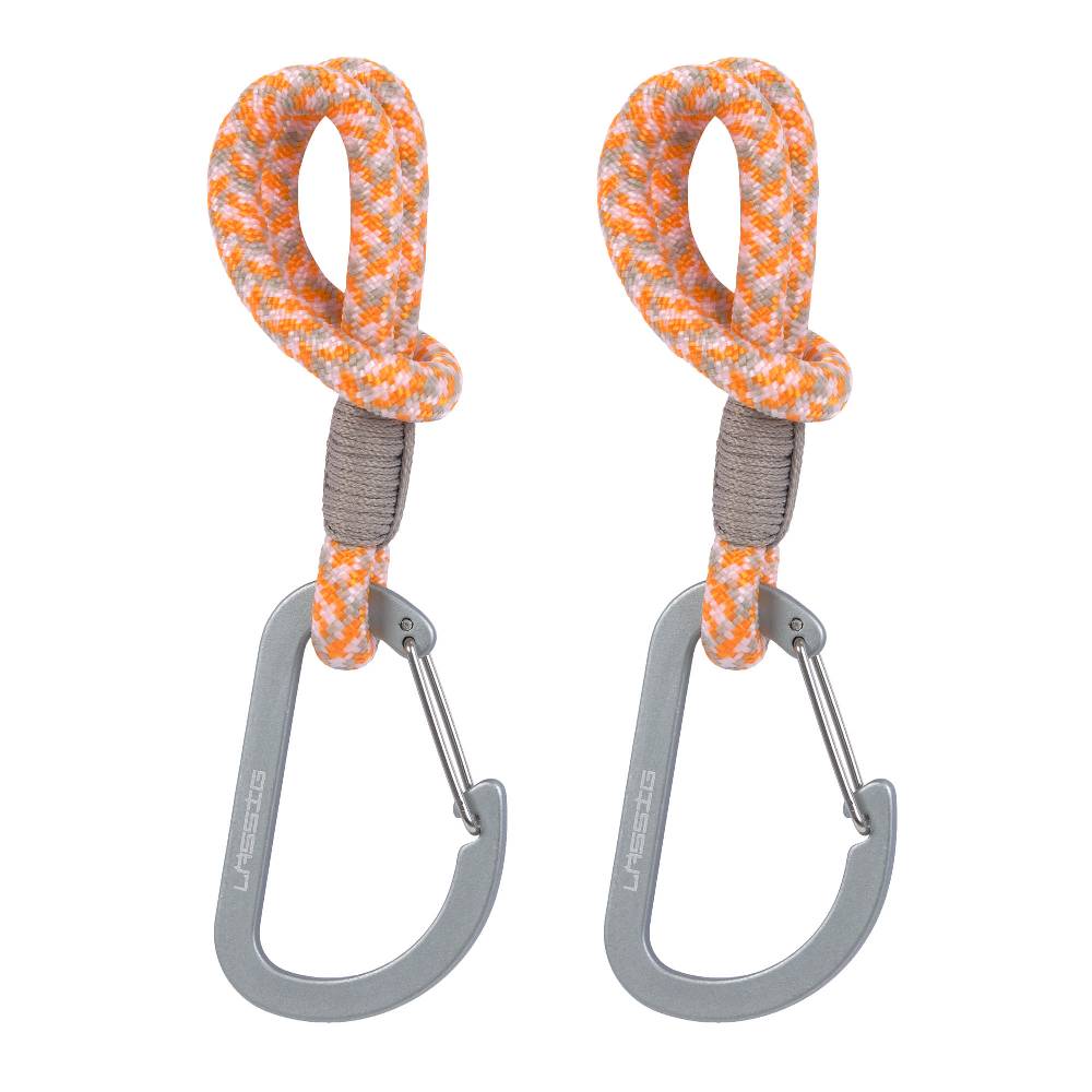 Lässig Kinderwagenhaken 2er Set - Karabiner, Beige Orange