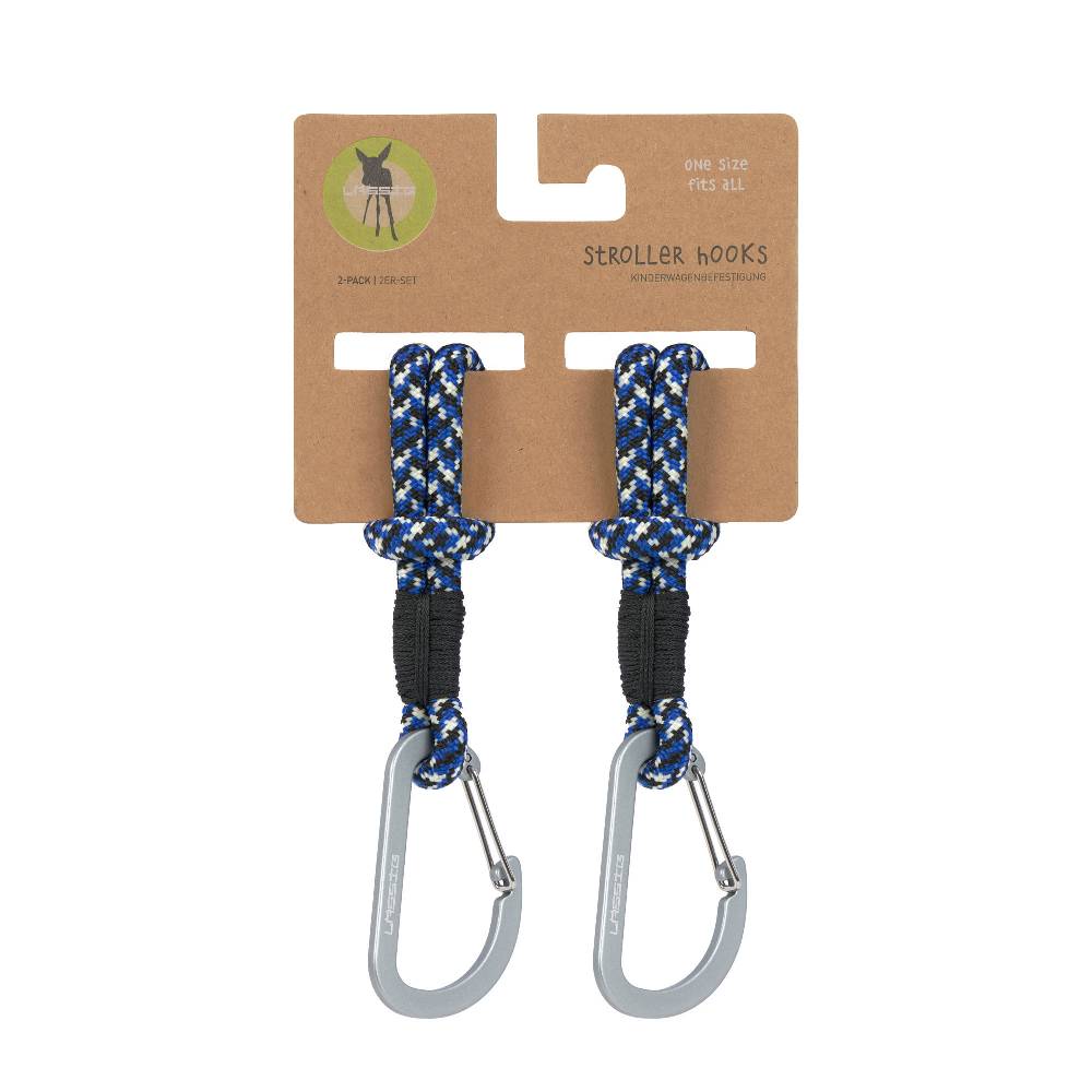 Lässig Kinderwagenhaken 2er Set - Karabiner, Schwarz Blau Fabrikladen