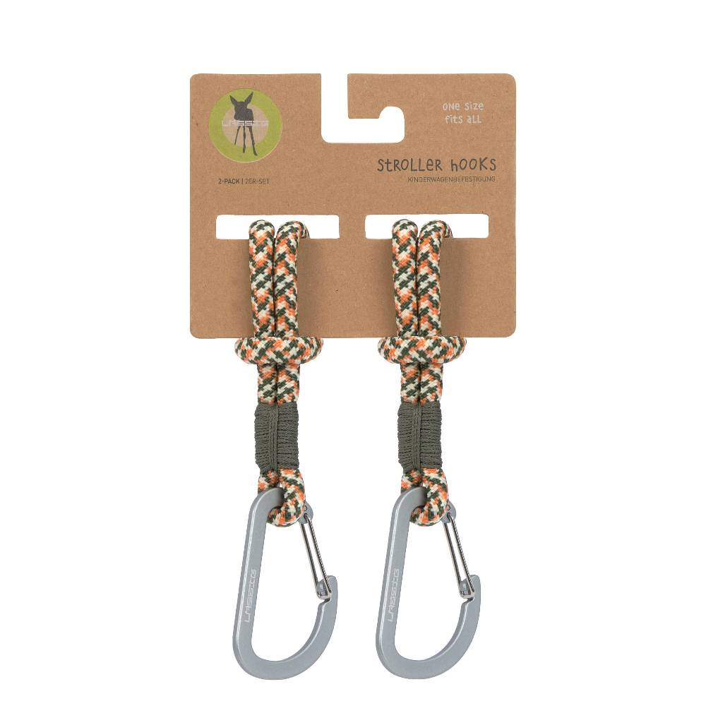 Lässig Kinderwagenhaken 2er Set - Karabiner, Oliv Rot Begrenzt auf 3 Tage