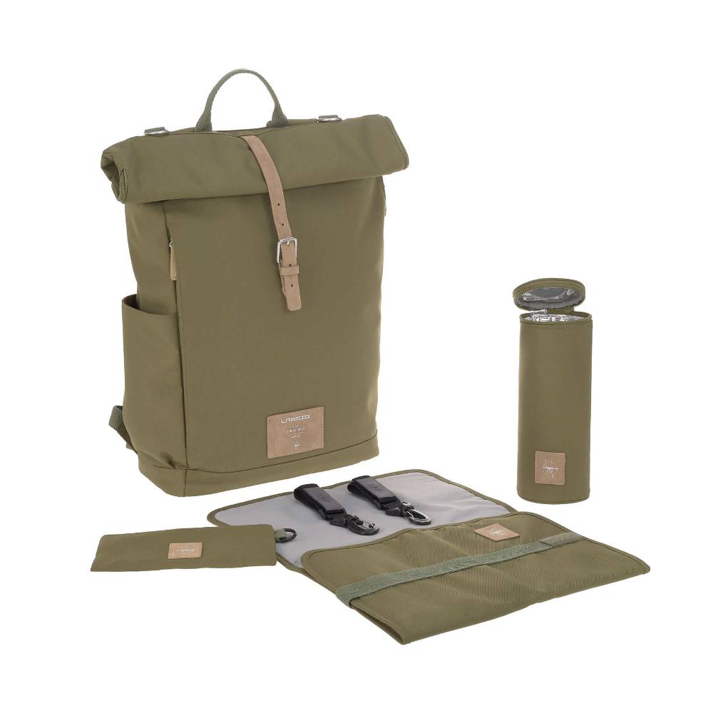 Lässig Wickelrucksack - Rolltop Backpack, Olive