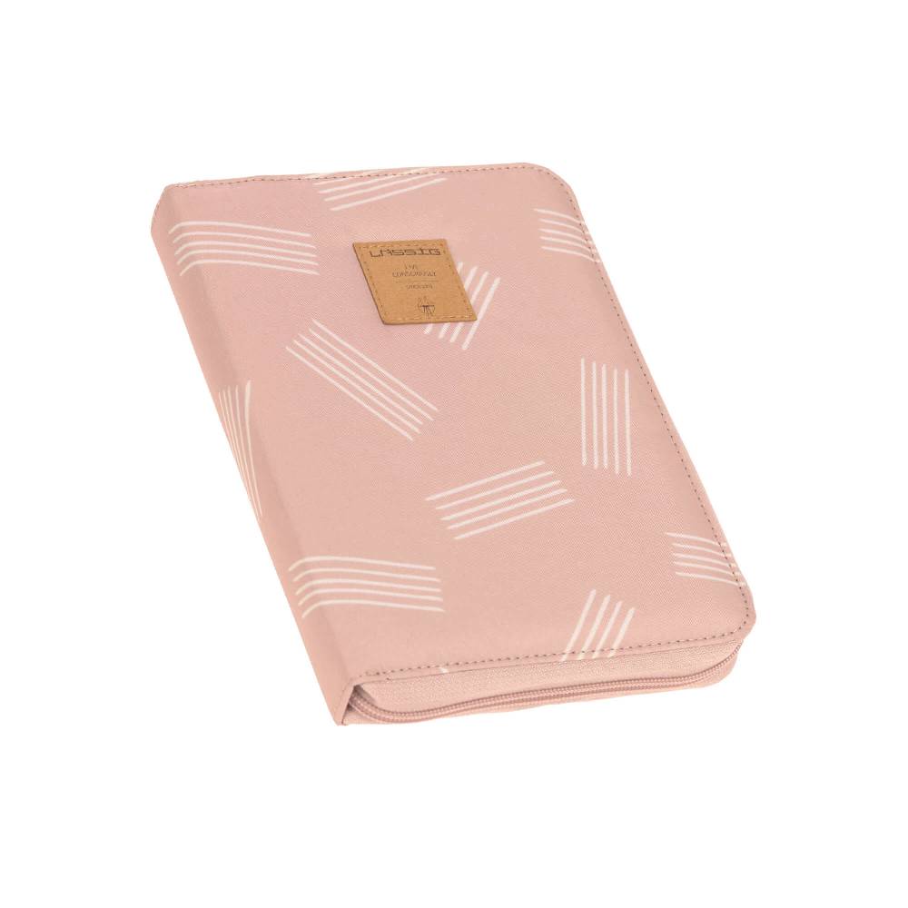 Lässig Mutterpasshülle mit Reißverschluss - Soft Stripes Rose, Rosa