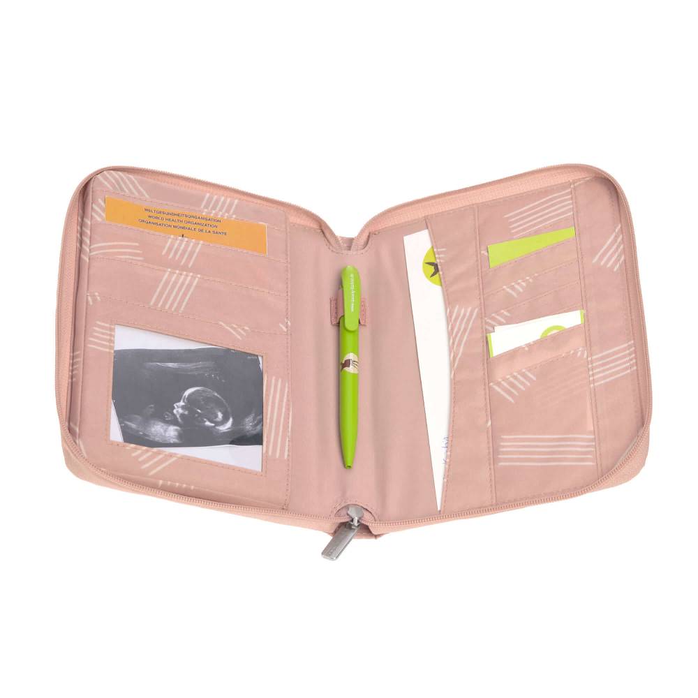 Lässig Mutterpasshülle mit Reißverschluss - Soft Stripes Rose, Rosa Vatertagsangebot