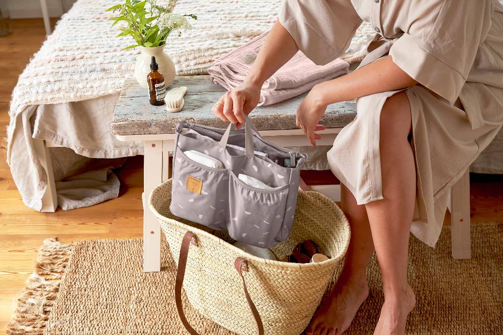 Lässig Wickeltasche - Multitalent Organizer Blocks Taupe, Grau Valentinstagsangebot