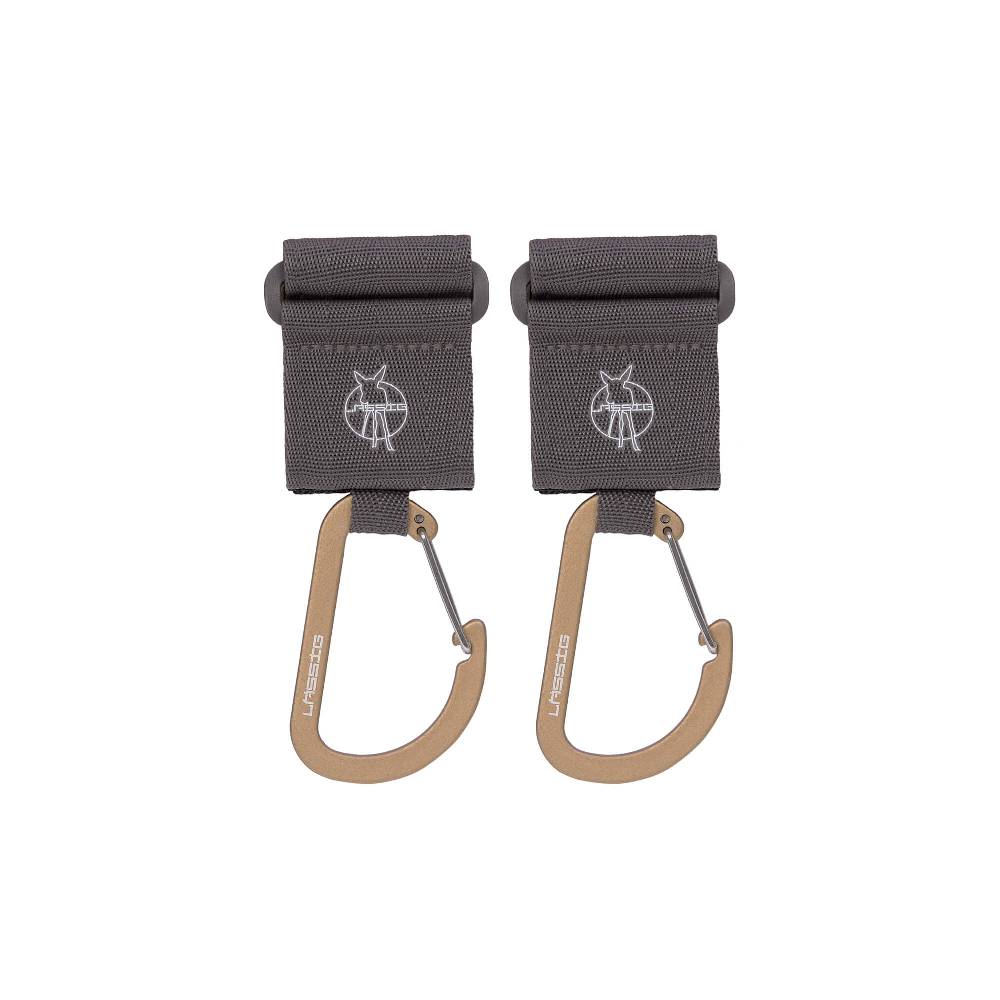 Lässig Kinderwagenhaken 2er Set - Karabiner, Anthrazit