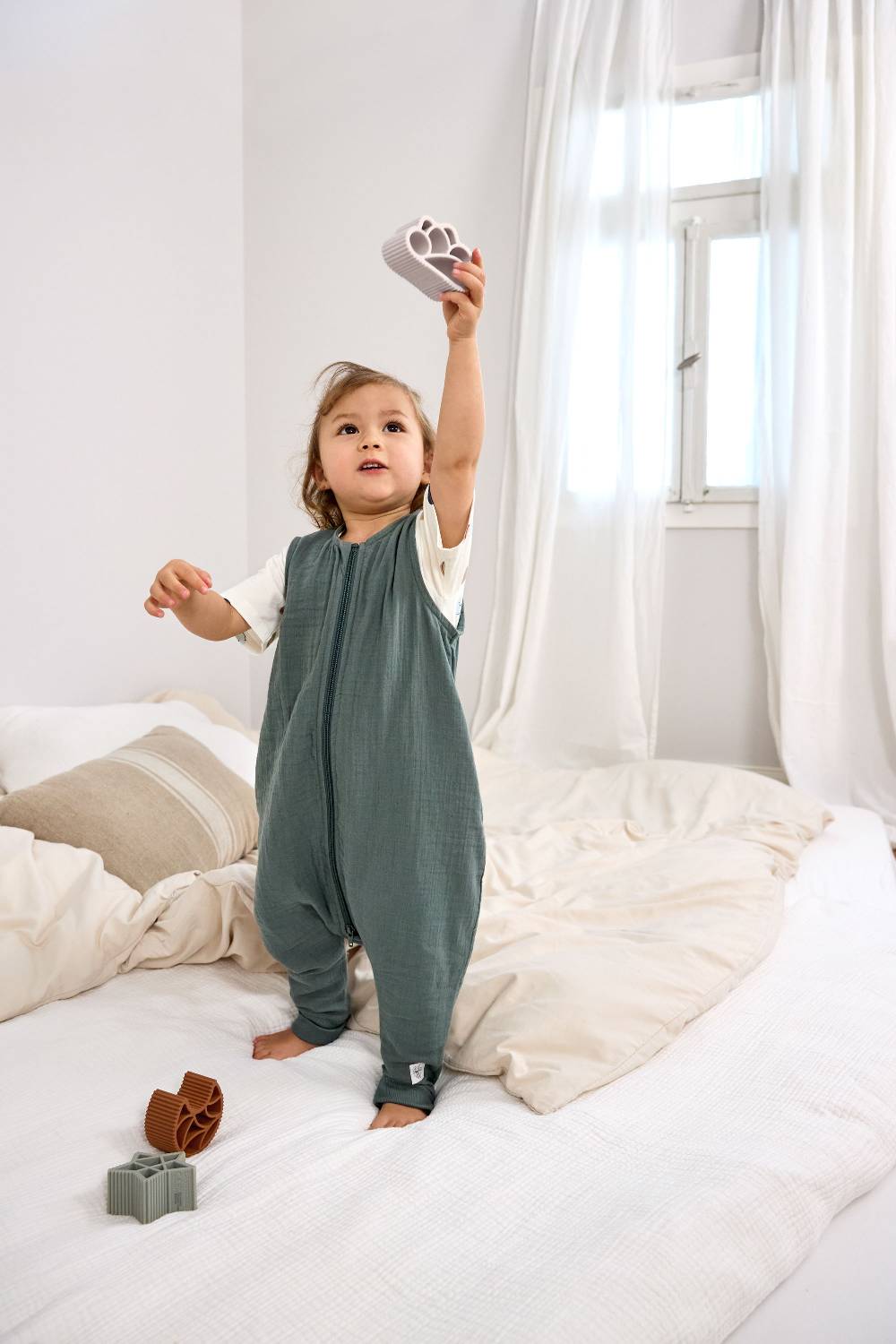 Lässig Kinder Schlafoverall 3 TOG - Bio Baumwolle, Petrolgrün Outlet