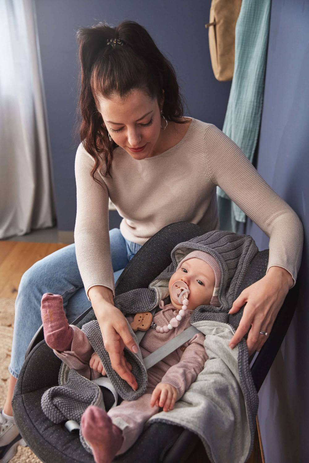 Lässig Einschlagdecke Baby - Bio Baumwolle, Anthrazit Auslauf