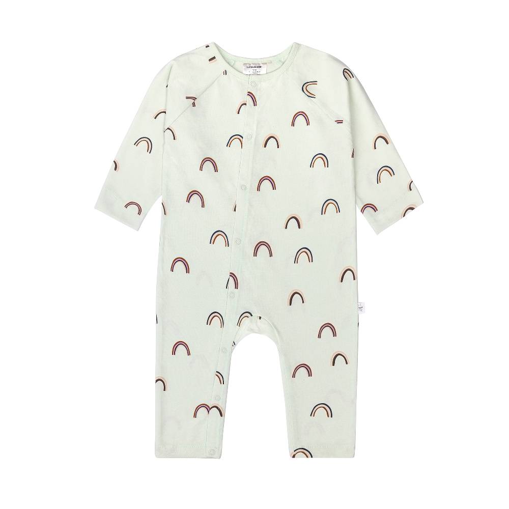 Lässig Baby Schlafoverall - Bio Baumwolle, Regenbogen, Mint
