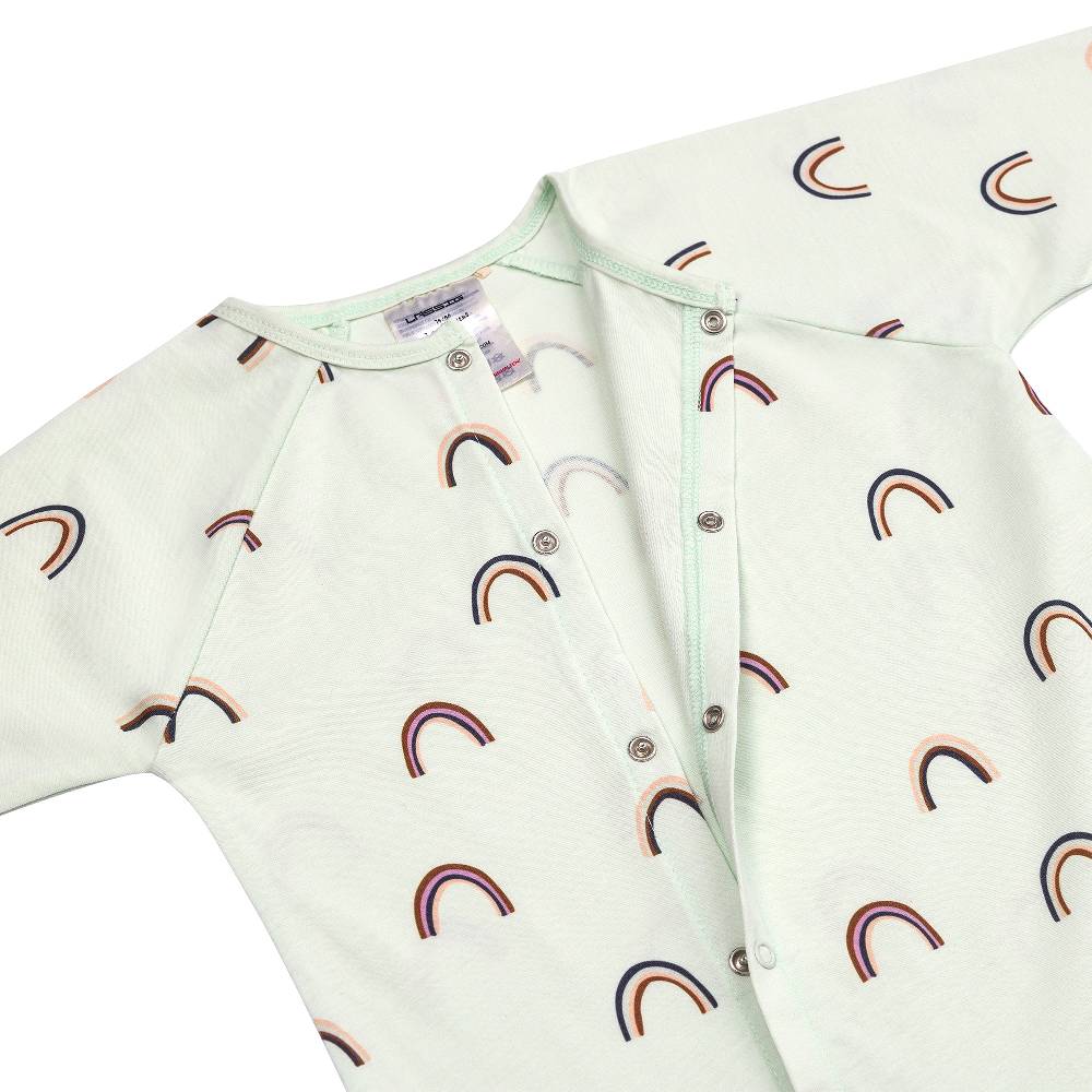 Lässig Baby Schlafoverall - Bio Baumwolle, Regenbogen, Mint Flash Sale