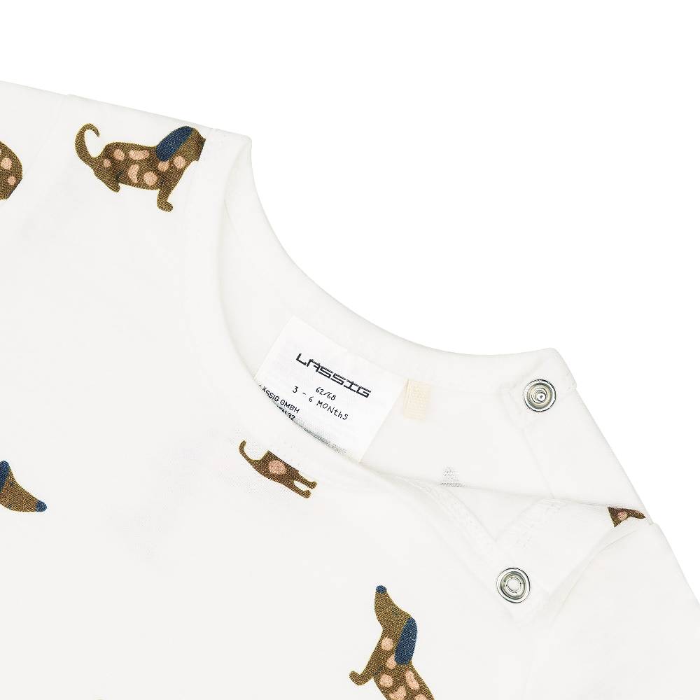 Lässig Baby Jumpsuit - Bio Baumwolle, Hund, Beige Top Angebot