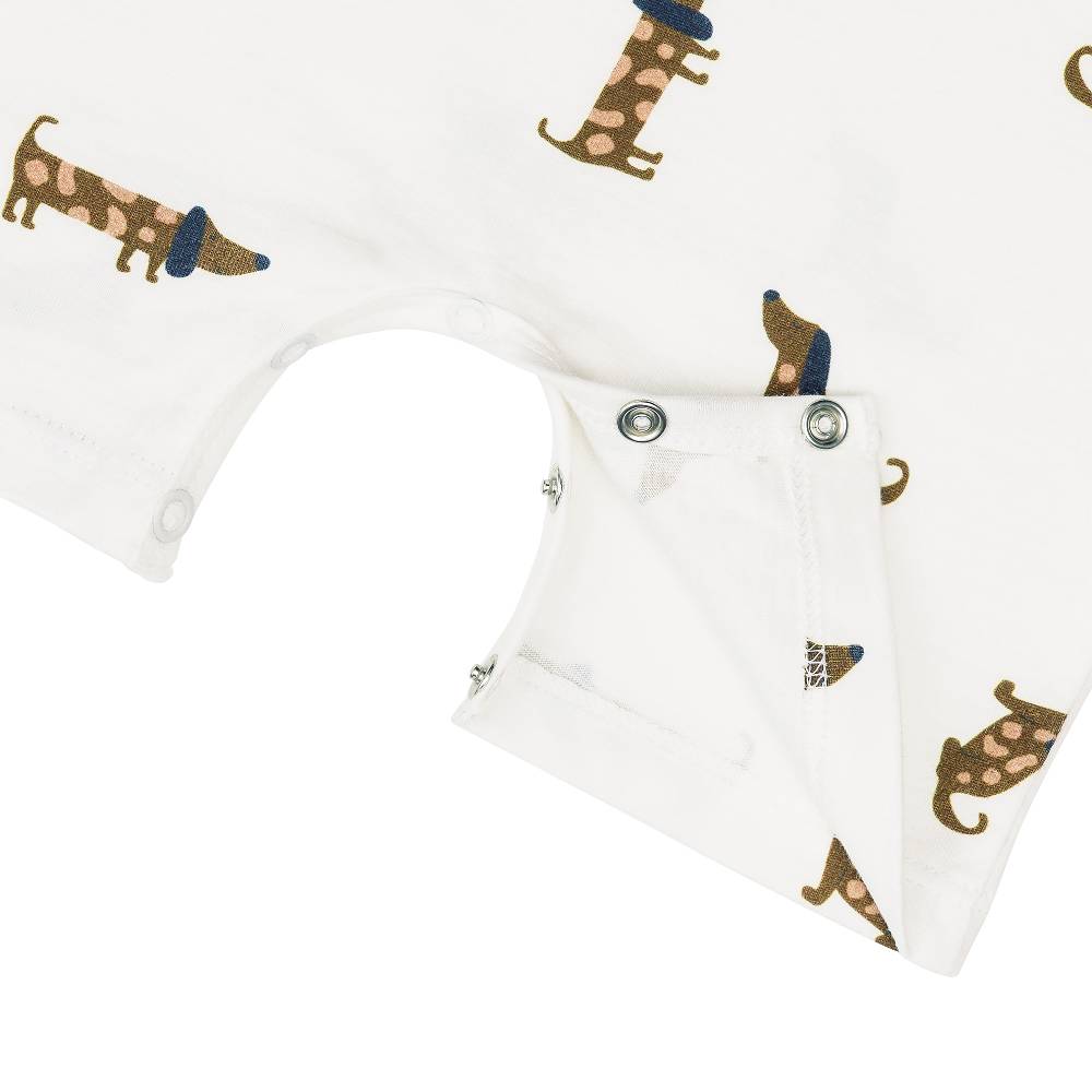 Lässig Baby Jumpsuit - Bio Baumwolle, Hund, Beige Top Angebot