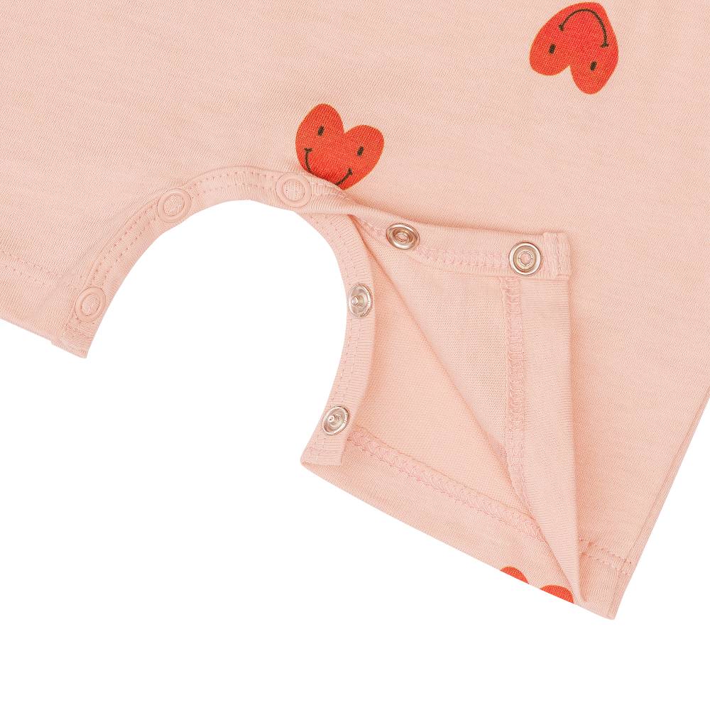 Lässig Baby Jumpsuit - Bio Baumwolle, Herzen, Rosa Neueste Mode