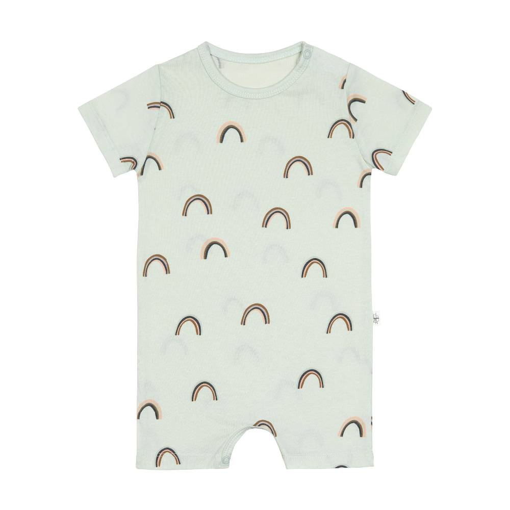 Lässig Baby Jumpsuit - Bio Baumwolle, Regenbogen, Mint