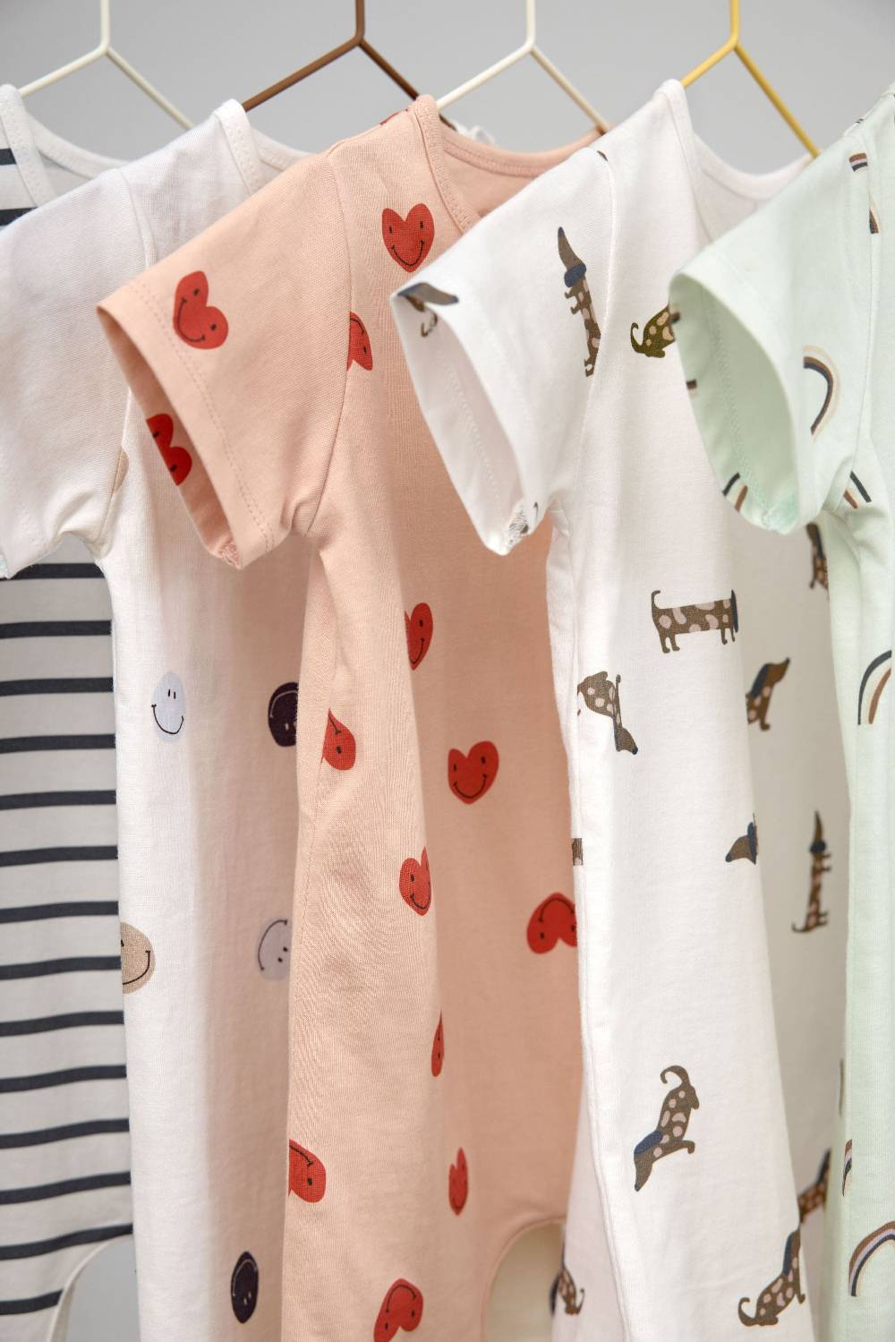 Lässig Baby Jumpsuit - Bio Baumwolle, Regenbogen, Mint Online Outlet