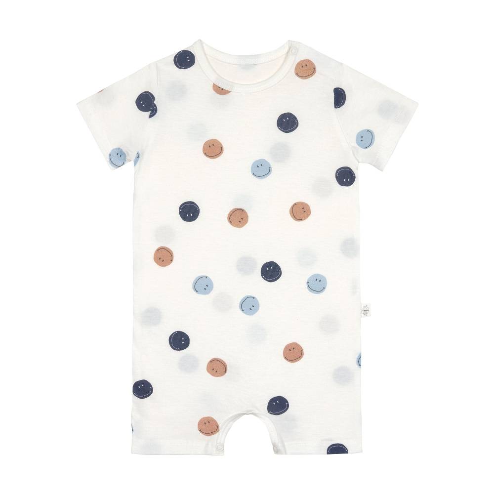 Lässig Baby Jumpsuit - Bio Baumwolle, Smile, Milky