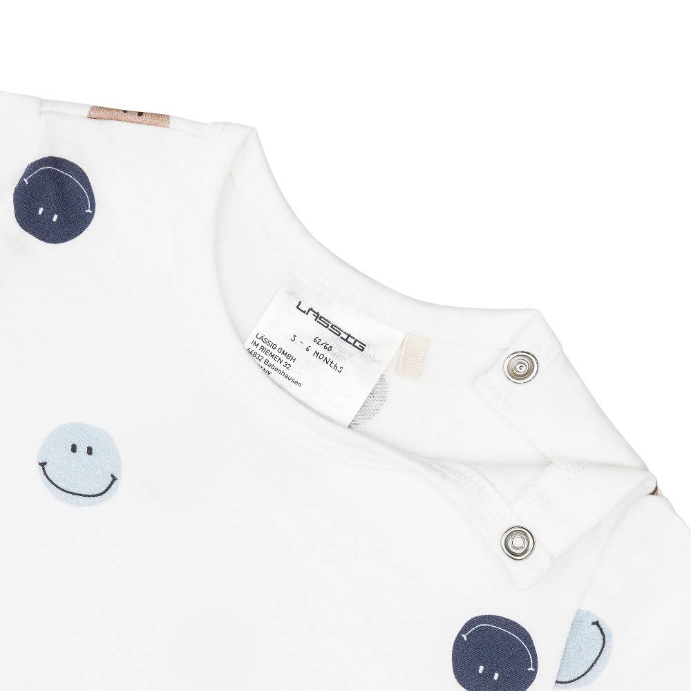 Lässig Baby Jumpsuit - Bio Baumwolle, Smile, Milky Zeitlich begrenztes Angebot