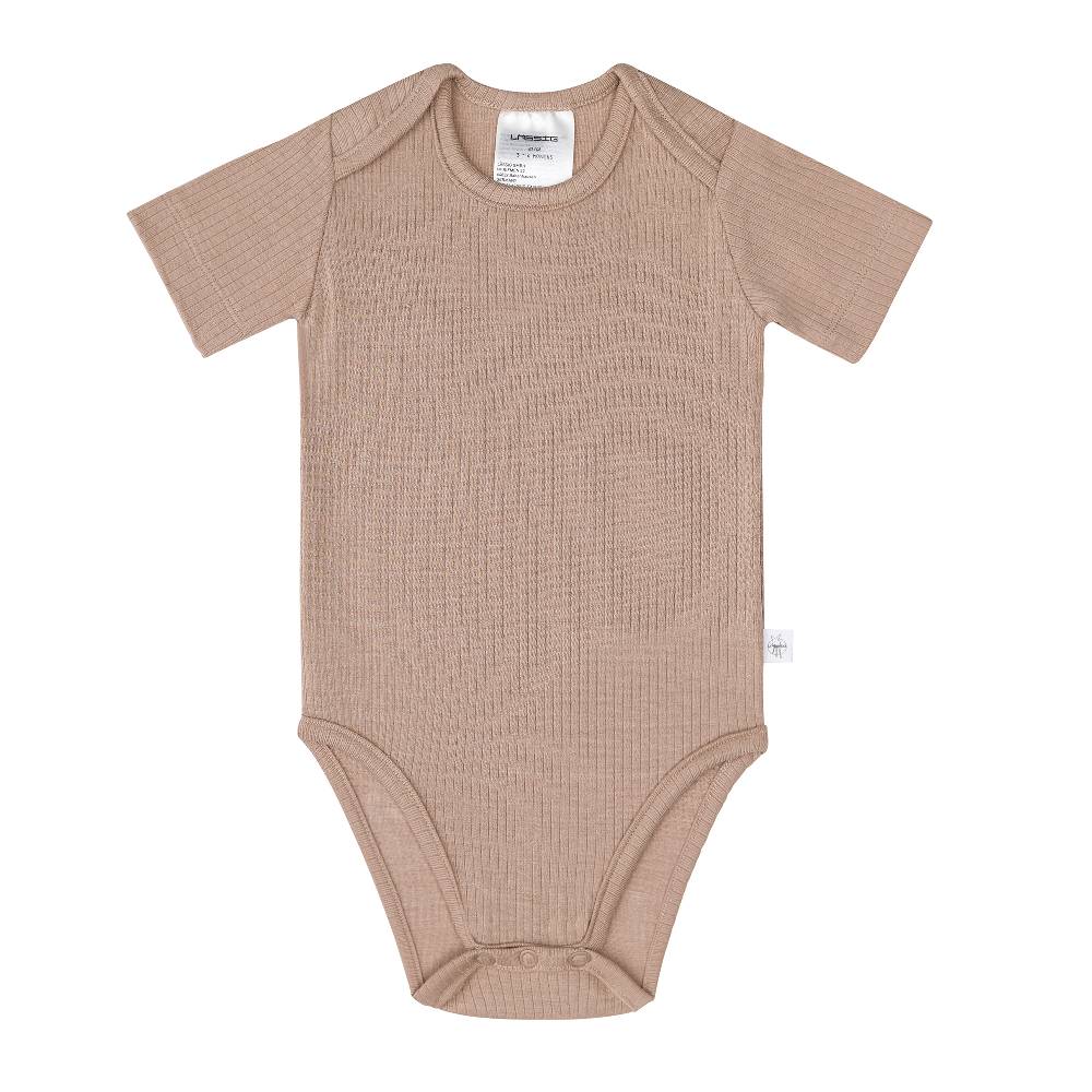 Lässig Baby Body Kurzarm - gerippt, Hellbraun