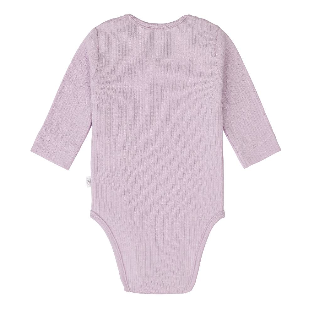 Lässig Baby Body Langarm - gerippt, Lila Tiefpreis