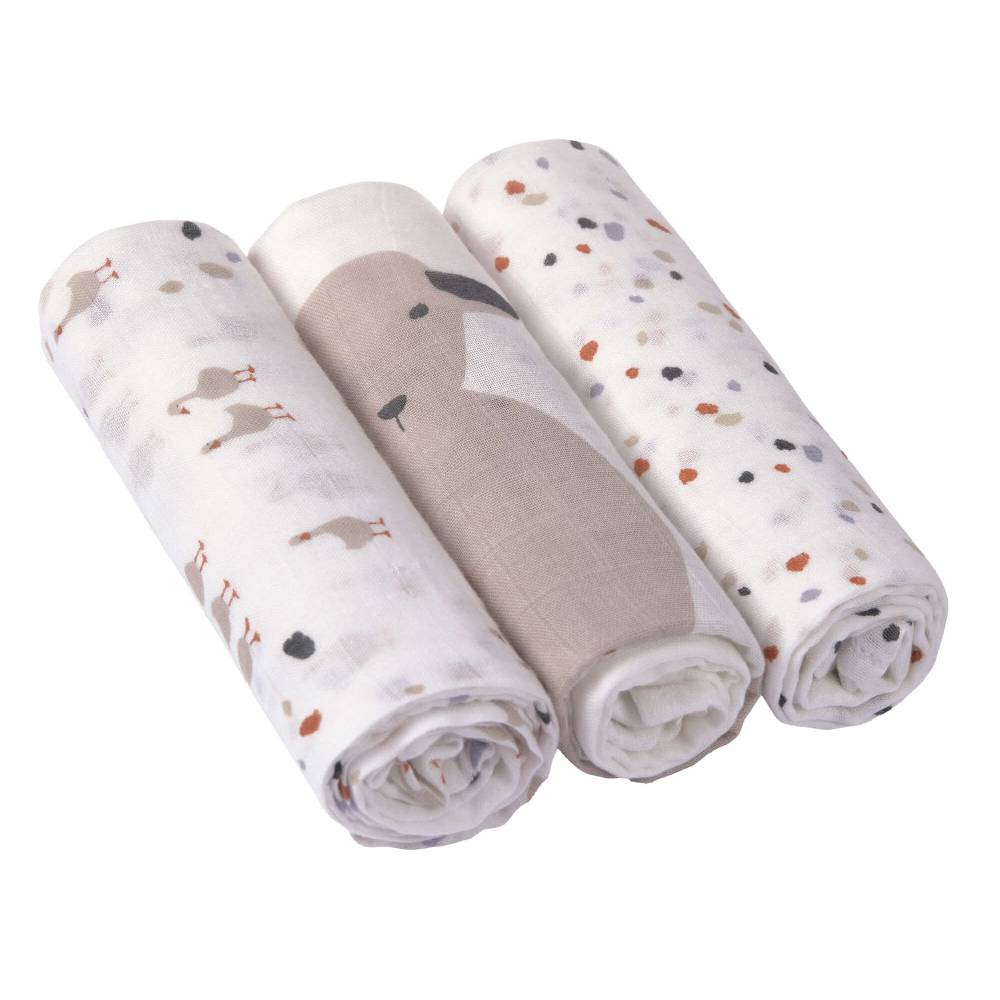 Lässig Mulltücher (3 Stk) - Heavenly Soft Swaddle L, Tiny Farmer Speckles