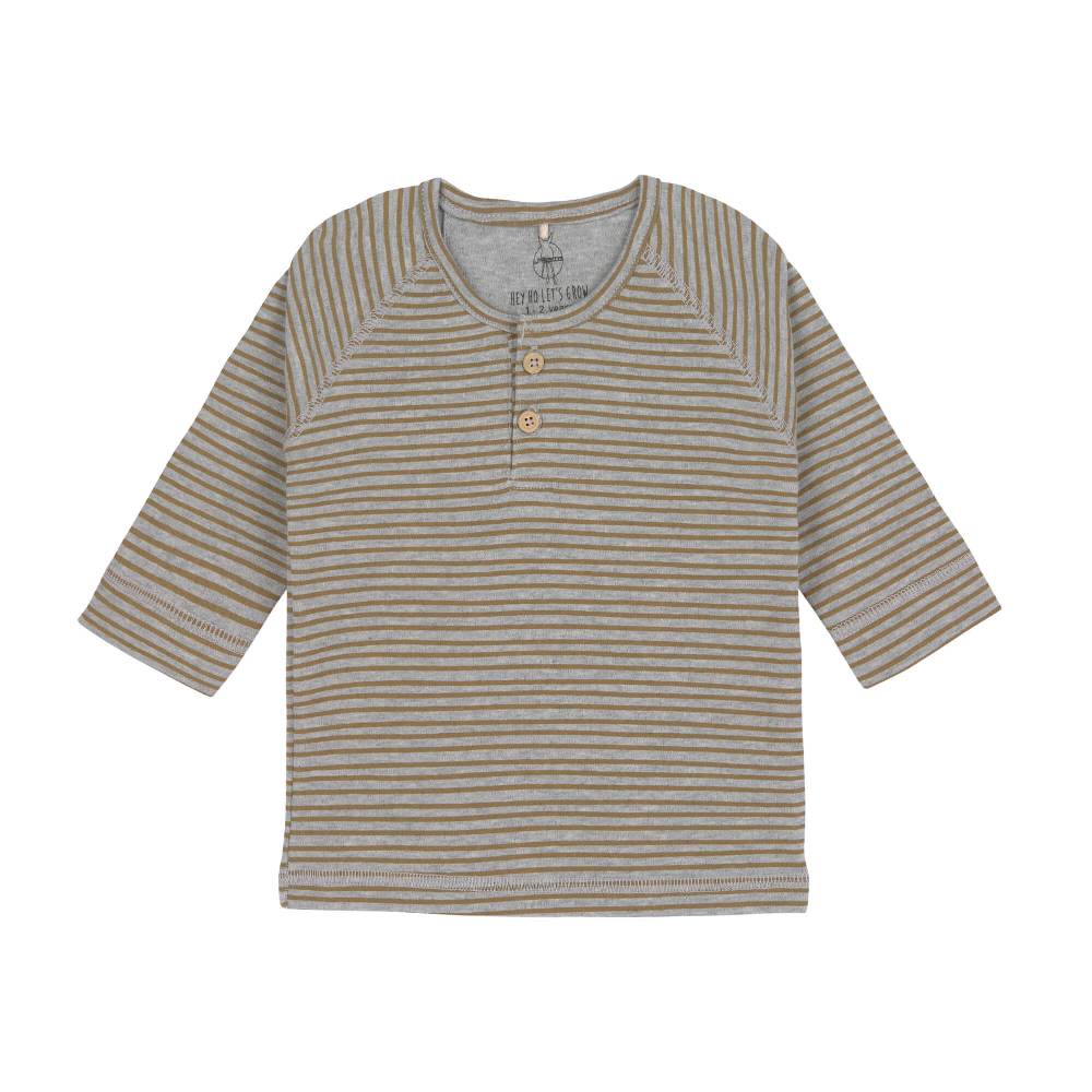 Lässig Baby Langarmshirt - Bio Baumwolle, Striped, Grau Mélange