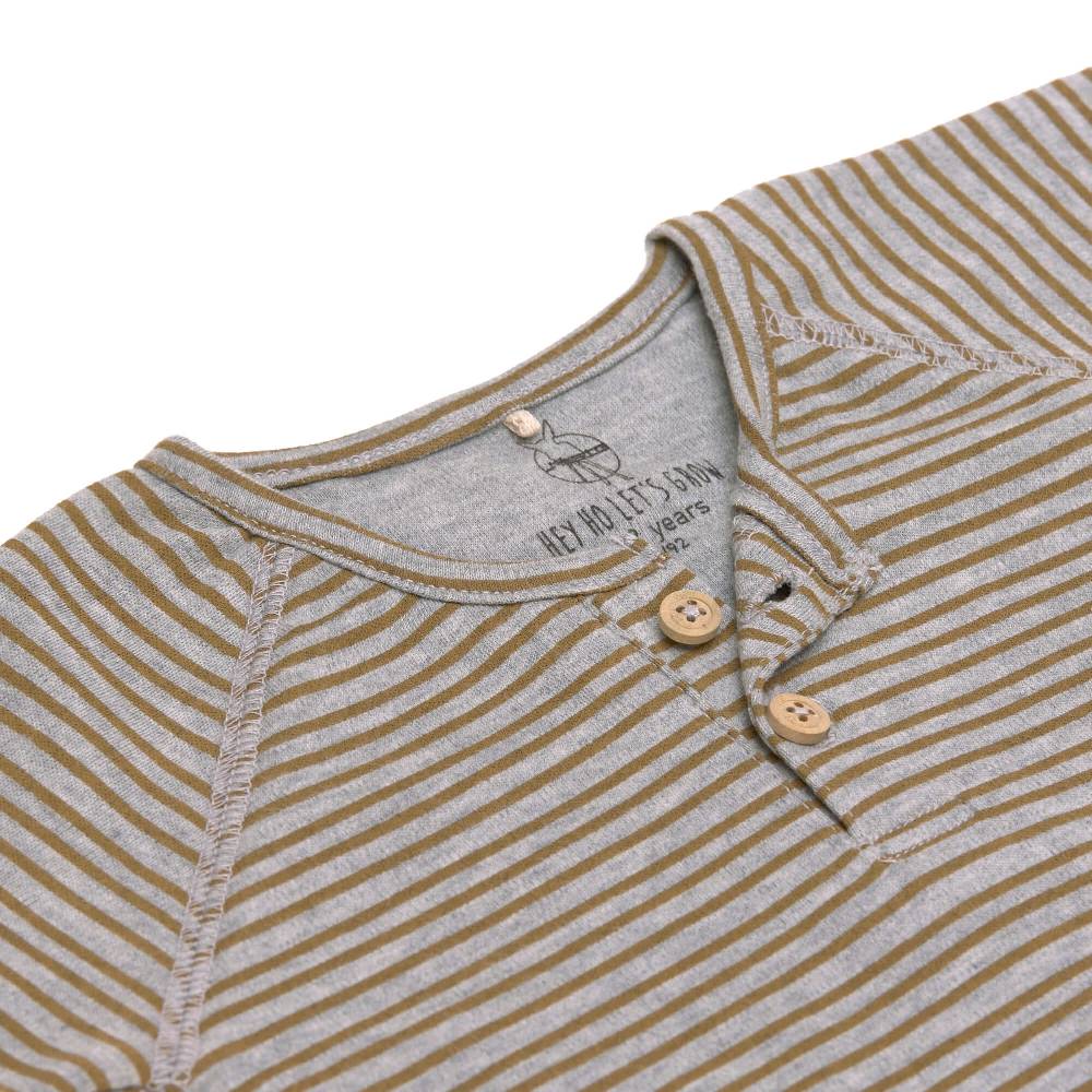 Lässig Baby Langarmshirt - Bio Baumwolle, Striped, Grau Mélange Im Verkauf