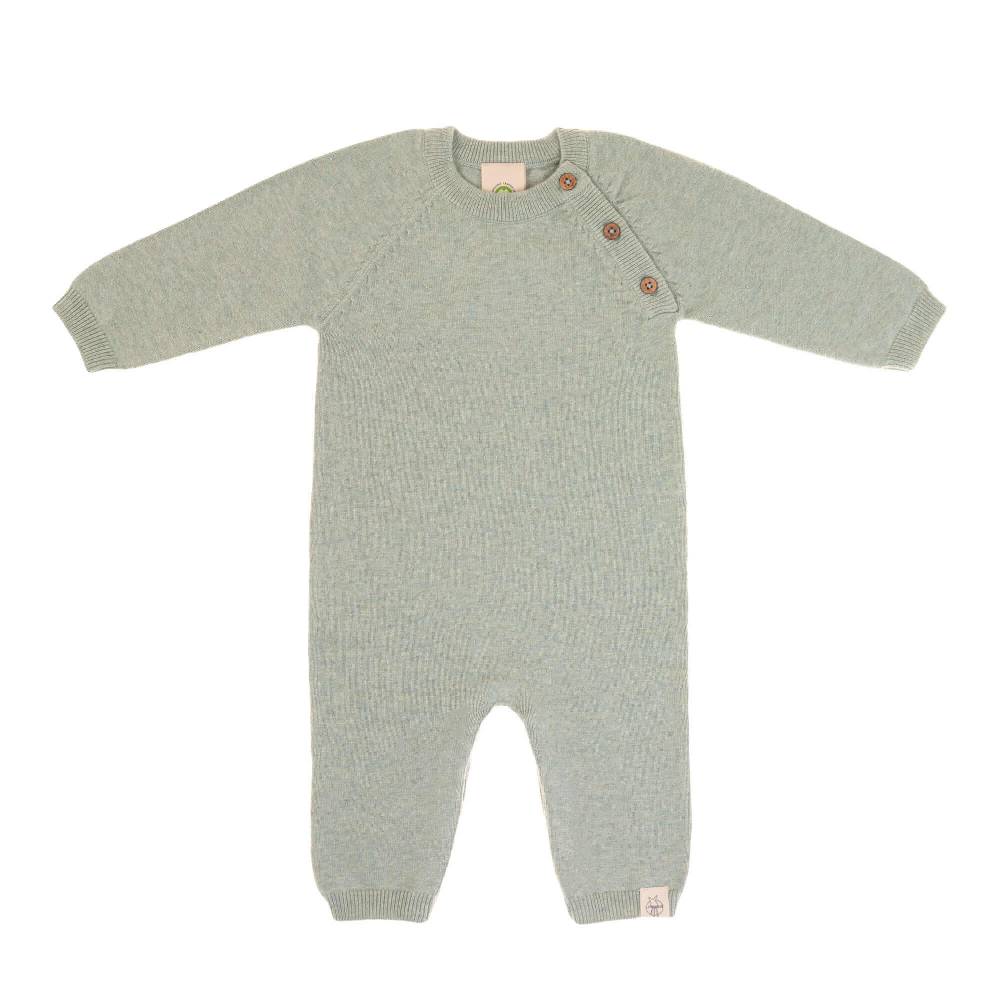 Lässig Baby Strampler - gestrickter Overall, Salbei 50% Rabatt für begrenzte Zeit