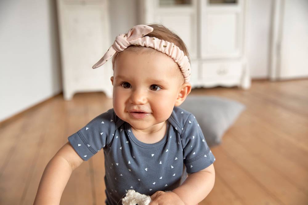 Lässig Baby Stirnband - Bio Baumwolle, Punkte, Rosa 2025