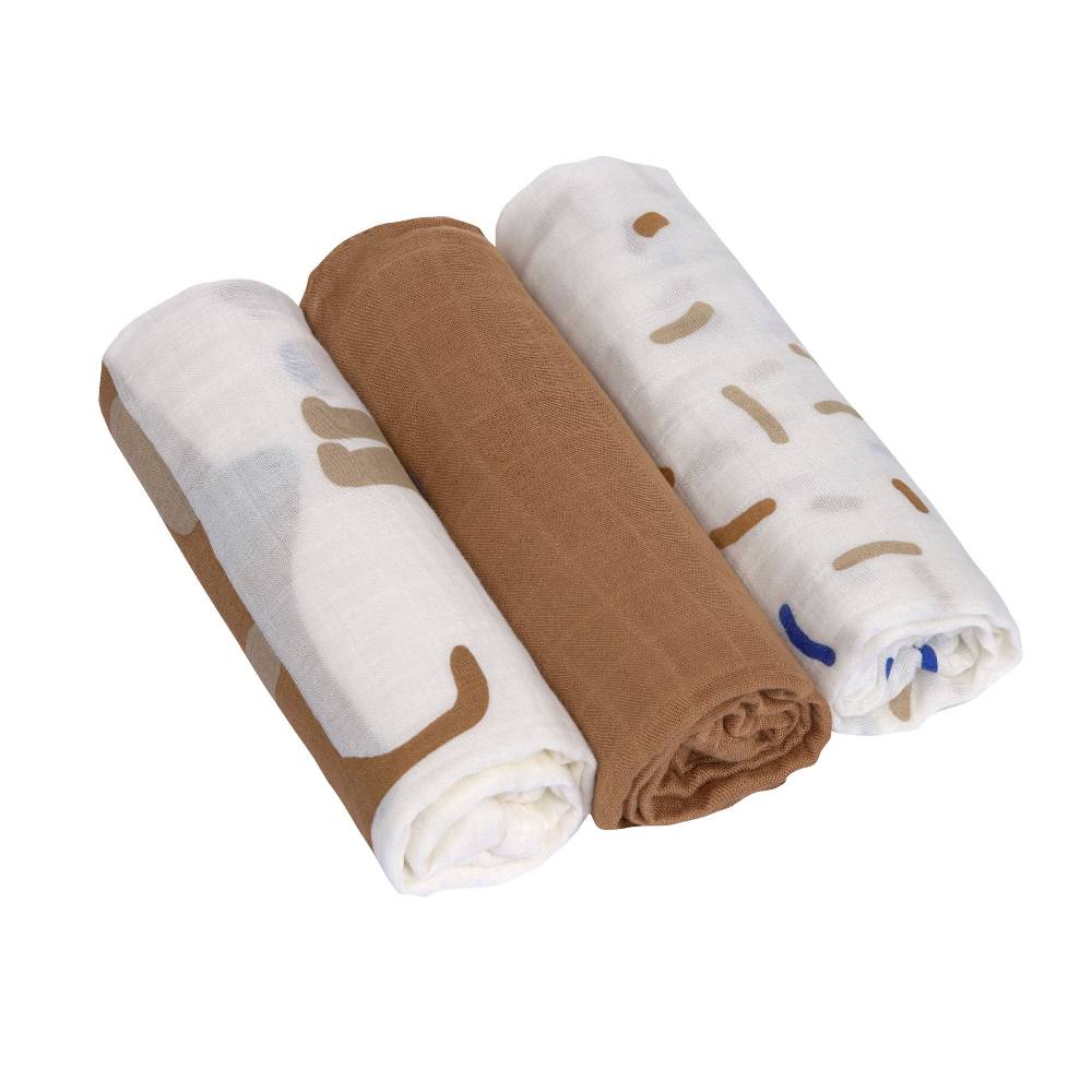 Lässig Mulltücher 3er Set 80 x 80 cm - Little Mateys, Royal Blau