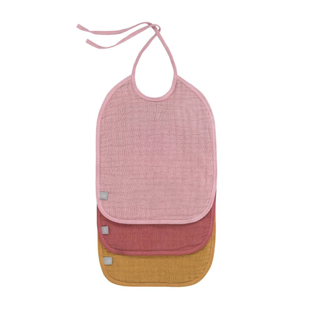 Lässig Mull Lätzchen (3 Stk) - Musselin Bib, Rose
