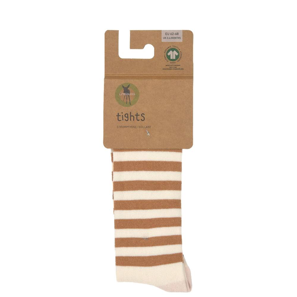 Lässig Strumpfhose GOTS - Tights, Halb Gestreift Weiß Karamell Osterangebot