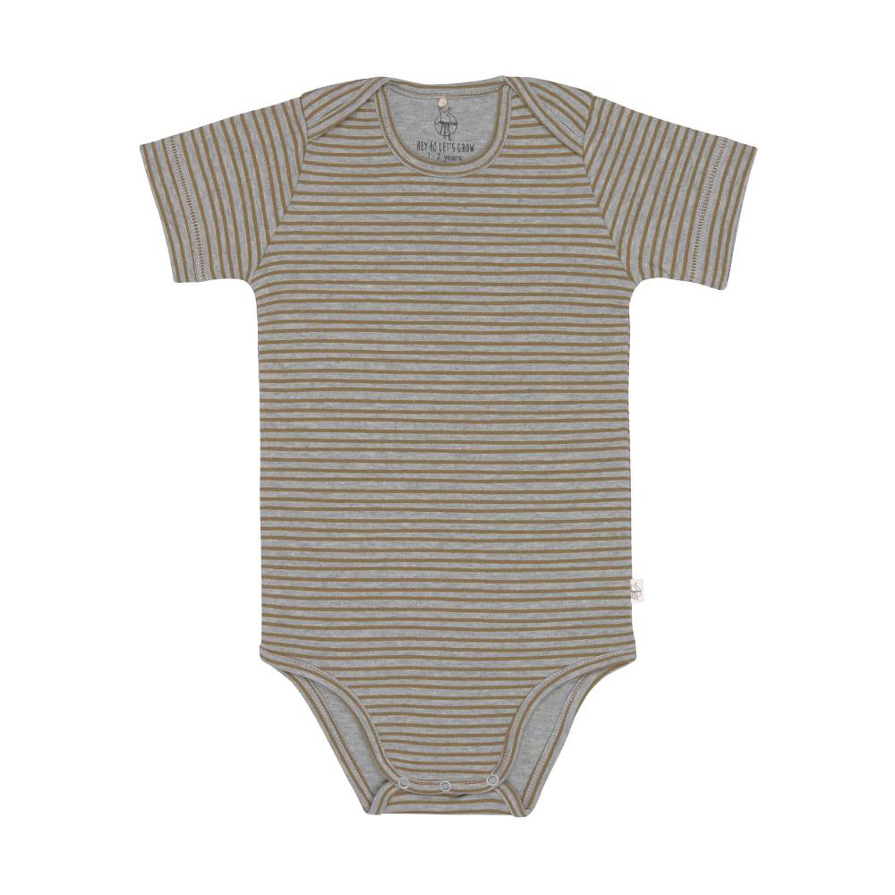 Lässig Baby Body kurzarm - Bio Baumwolle, Streifen, Grau meliert