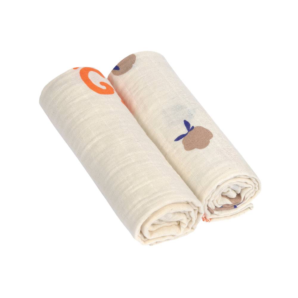 Lässig Mulltücher 2er Set L - Nature, Beige