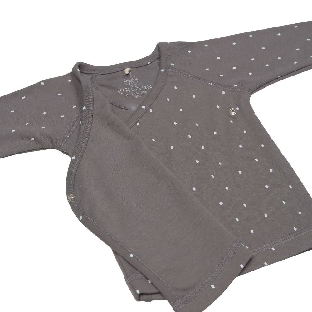 Lässig Baby Wickelshirt - Bio Baumwolle, Spots, Anthrazit Blitzangebot