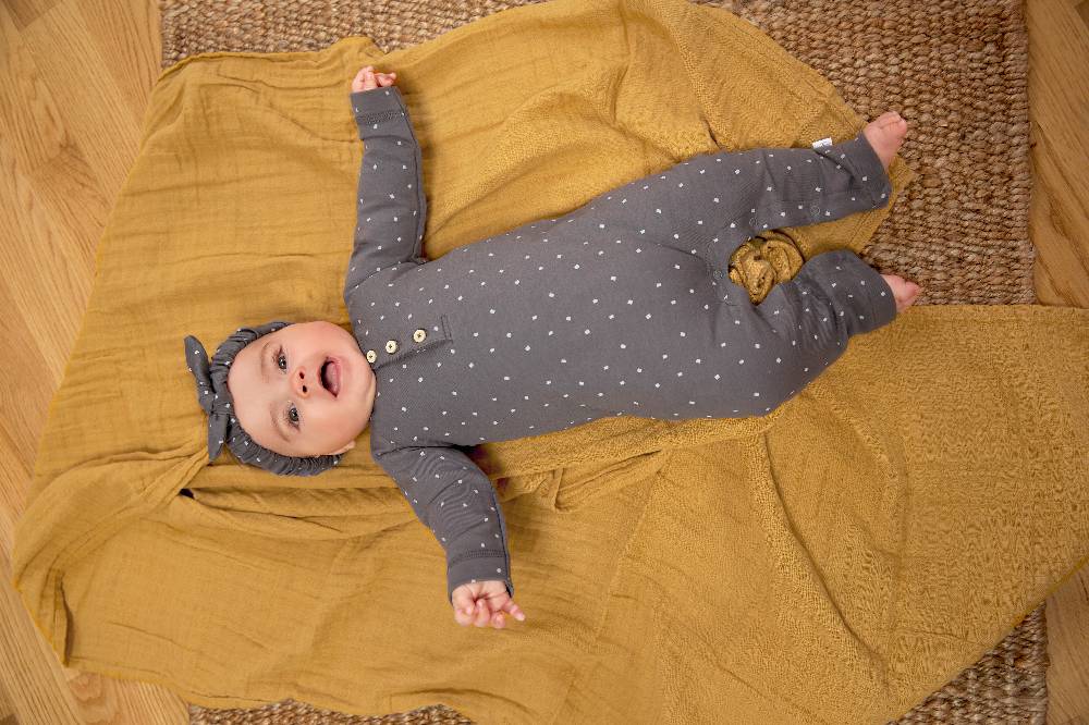 Lässig Baby Wickelshirt - Bio Baumwolle, Spots, Anthrazit Blitzangebot