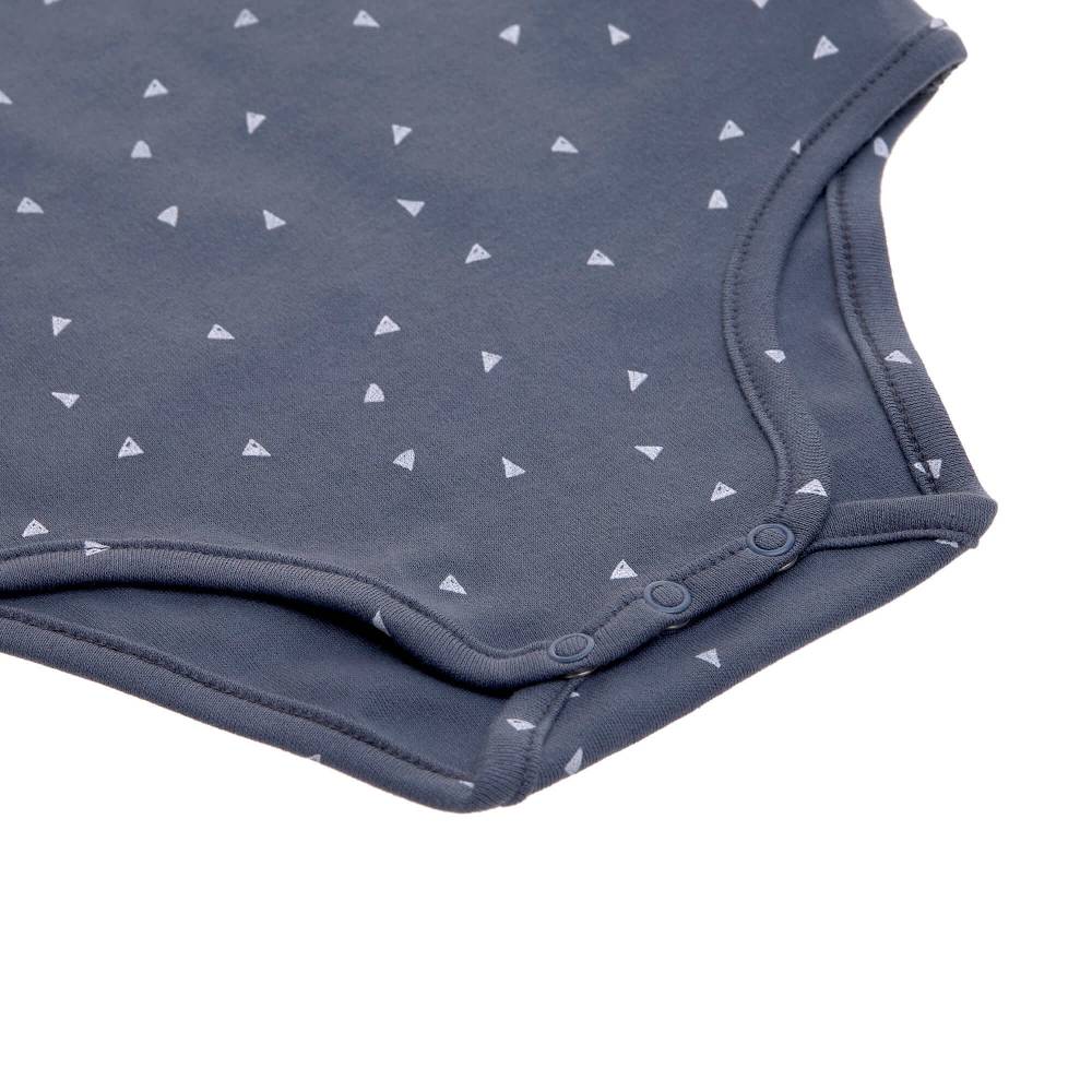 Lässig Baby Wickelbody langarm - Bio Baumwolle, Dreiecke, Blau Räumungsverkauf