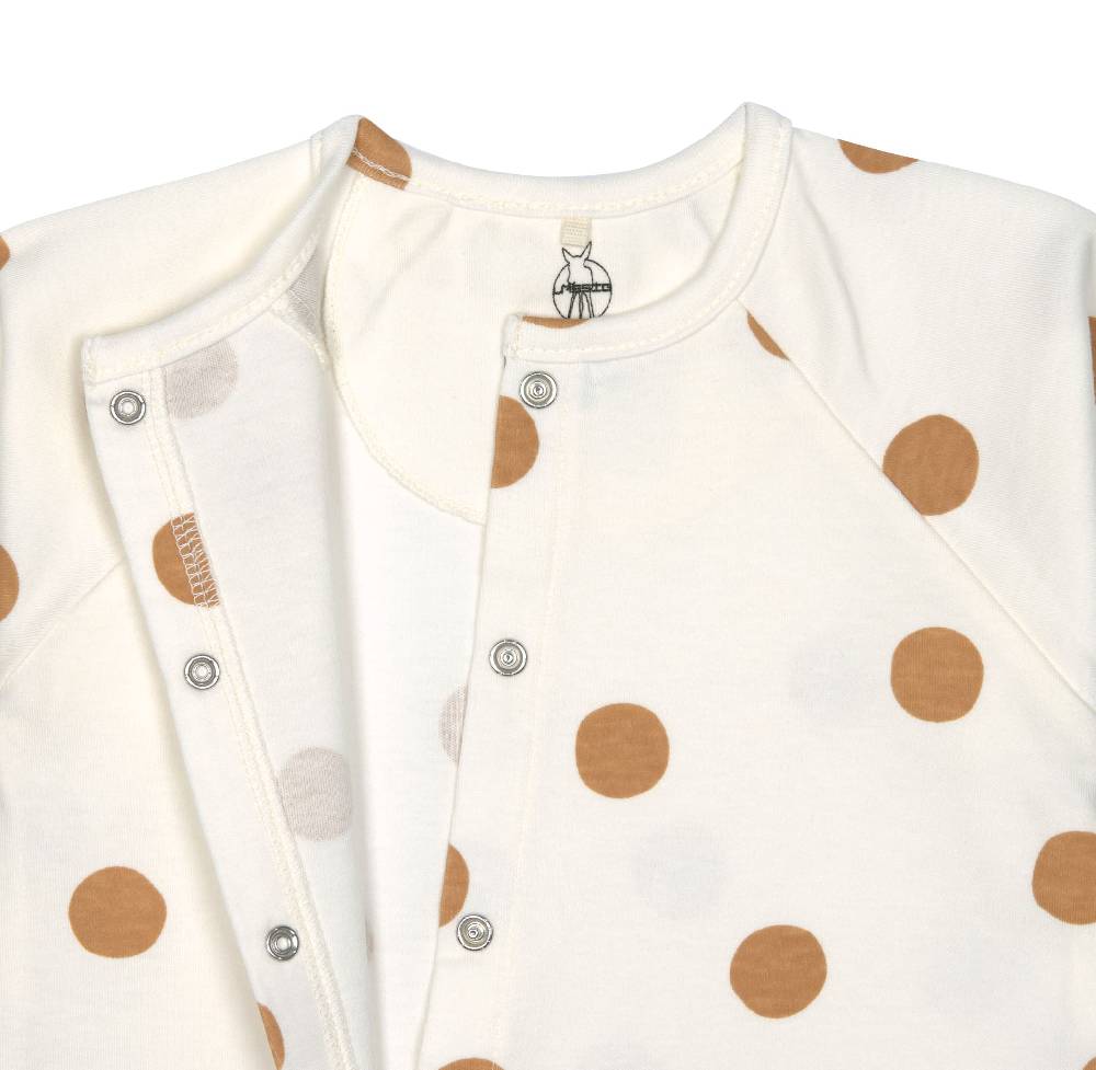 Lässig Baby Schlafanzug mit Füßen - Bio Baumwolle, Big Dots, Weiß Tägliche Deals