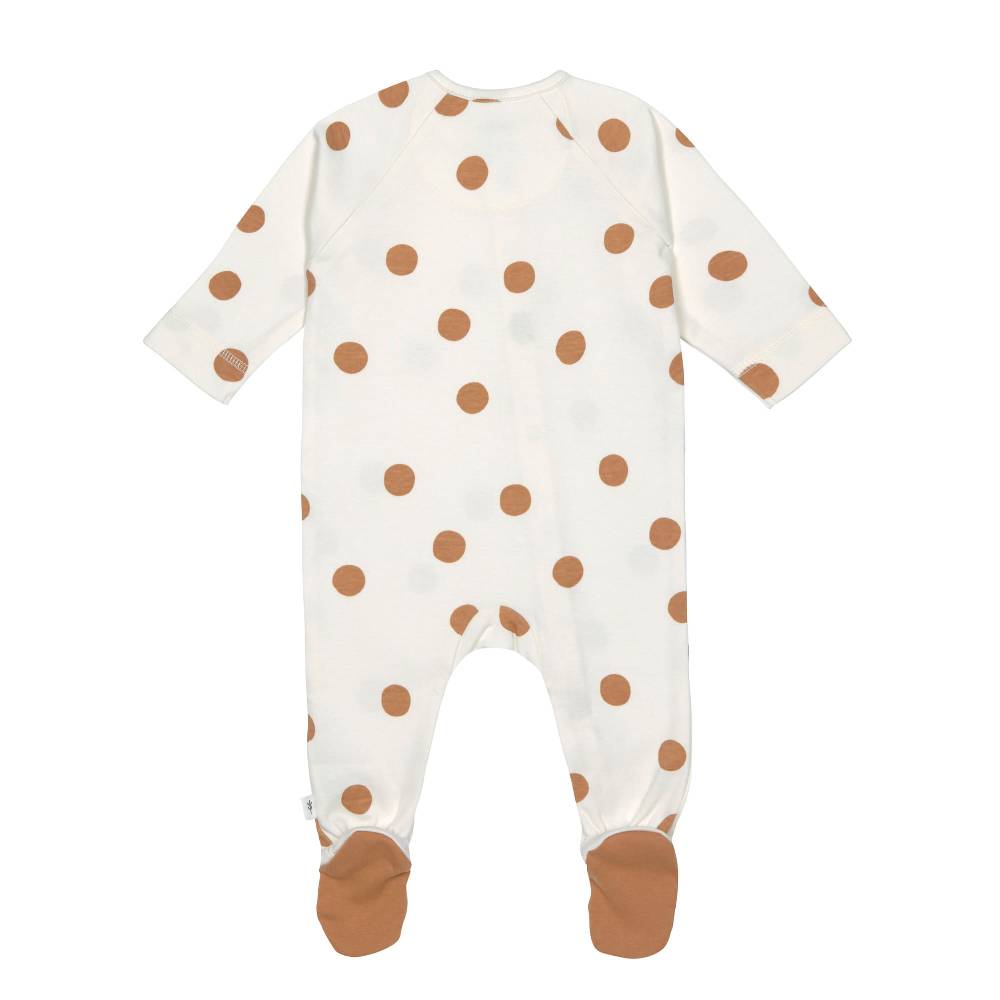 Lässig Baby Schlafanzug mit Füßen - Bio Baumwolle, Big Dots, Weiß Tägliche Deals