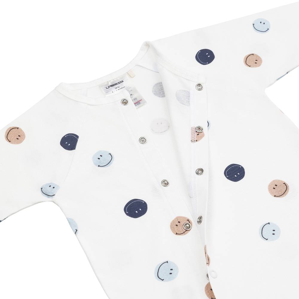 Lässig Baby Schlafoverall - Bio Baumwolle, Smile, Milky Begrenzte Freigabe