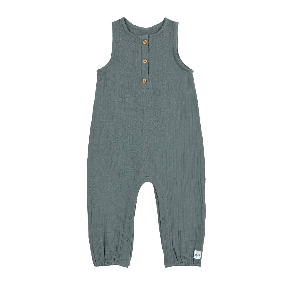 Lässig Musselin Jumpsuit - Bio Baumwolle, Petrolgrün