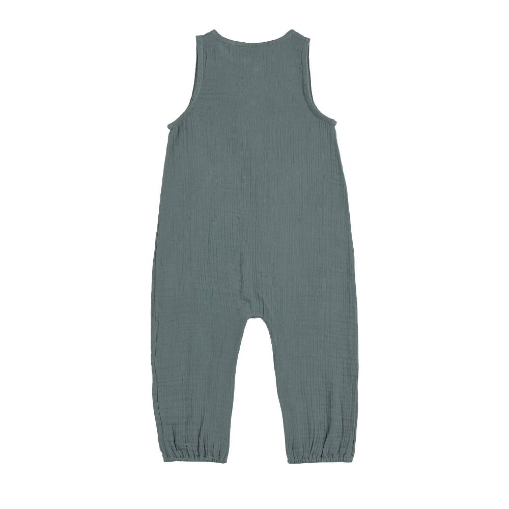 Lässig Musselin Jumpsuit - Bio Baumwolle, Petrolgrün Bis zu 55% Rabatt