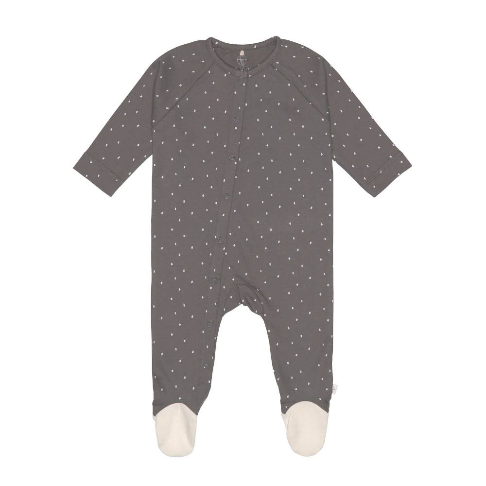 Lässig Baby Schlafanzug mit Füßen - Bio Baumwolle, Spots, Anthrazit