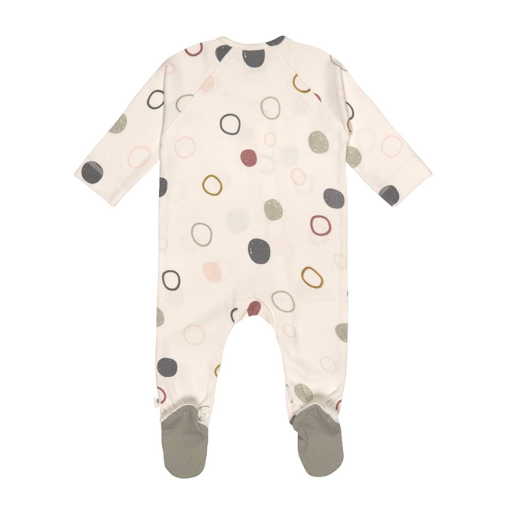 Lässig Baby Schlafanzug mit Füßen - Bio Baumwolle, Circles, Weiß 50% Rabatt mit kostenlosem Versand