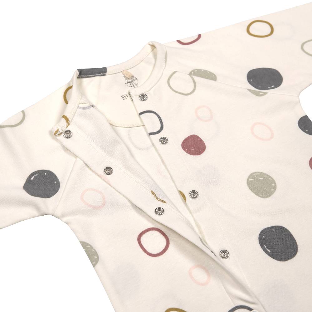 Lässig Baby Schlafanzug mit Füßen - Bio Baumwolle, Circles, Weiß 50% Rabatt mit kostenlosem Versand