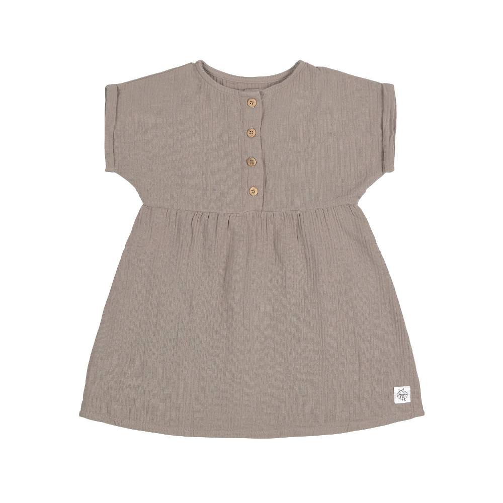 Lässig Kinderkleid - Bio Baumwolle, Taupe, Grau