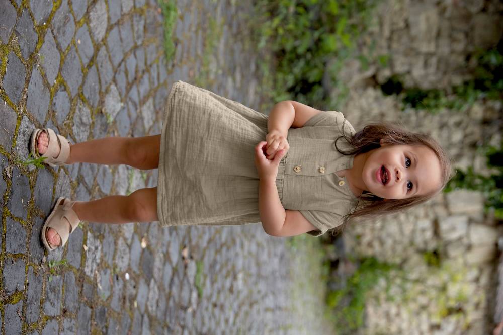 Lässig Kinderkleid - Bio Baumwolle, Taupe, Grau Auslauf