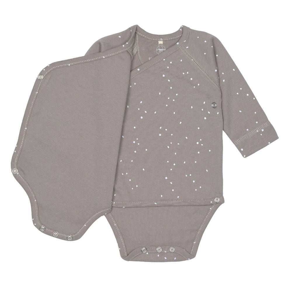 Lässig Baby Wickelbody langarm - Bio Baumwolle, Punkte, Taupe Angebote