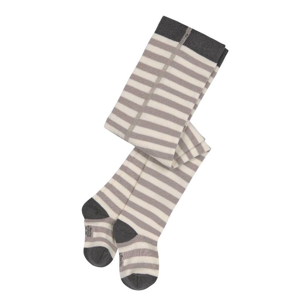 Lässig Strumpfhose GOTS - Tights, Streifen Taupe Weiß