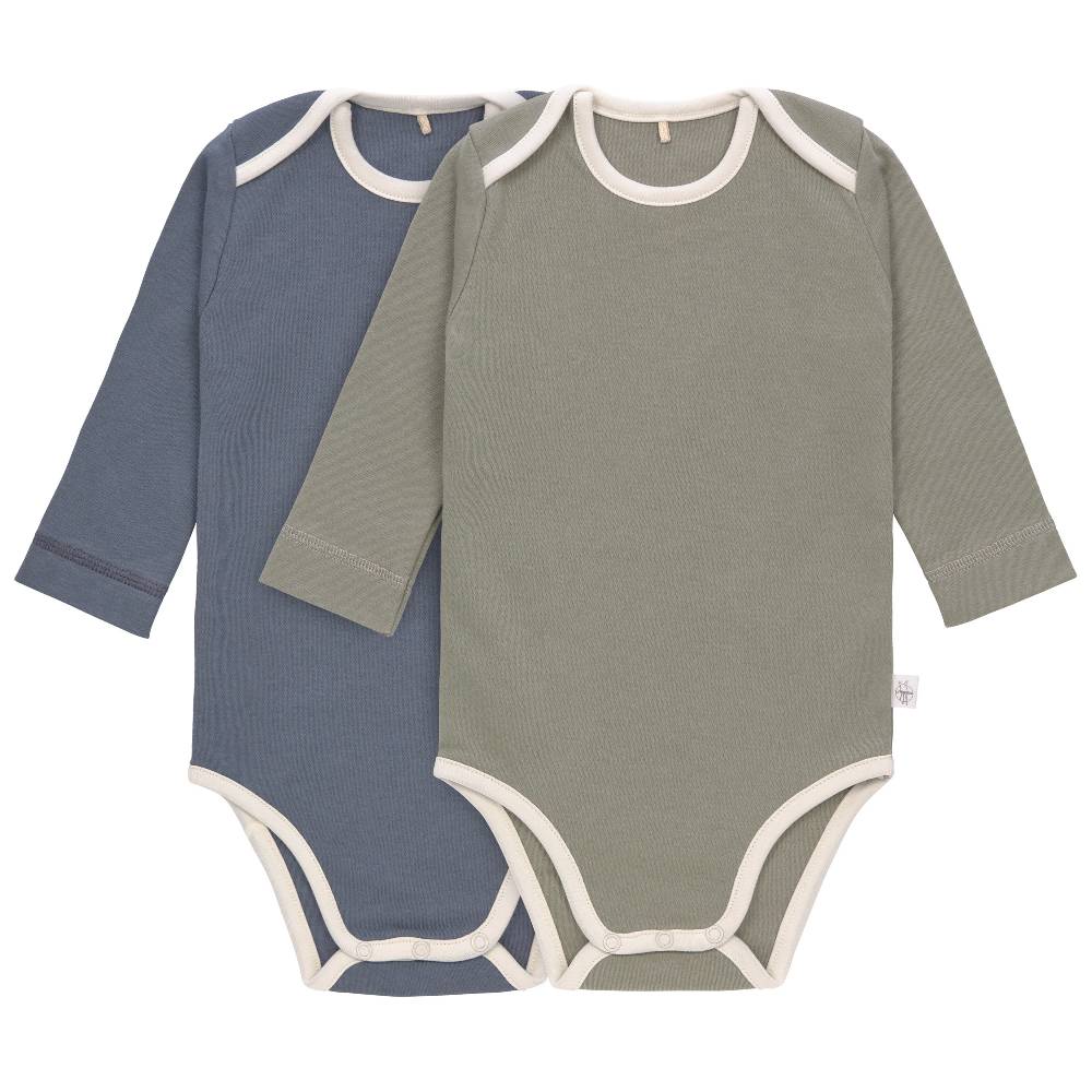 Lässig Baby Body (2er Set) langarm - Bio Baumwolle, Blau